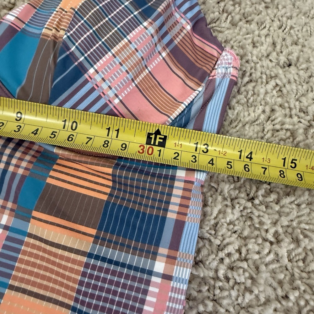 Vineyard Vines Womens Sconset 1 PC SWIMSUIT Medium Plaid Print Mallard Pink - Picture 9 of 11